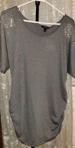 Women's Espresso cinched waist bling top